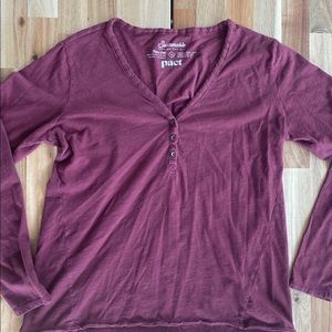 Pact Organic Henley Shirt - Maroon - M